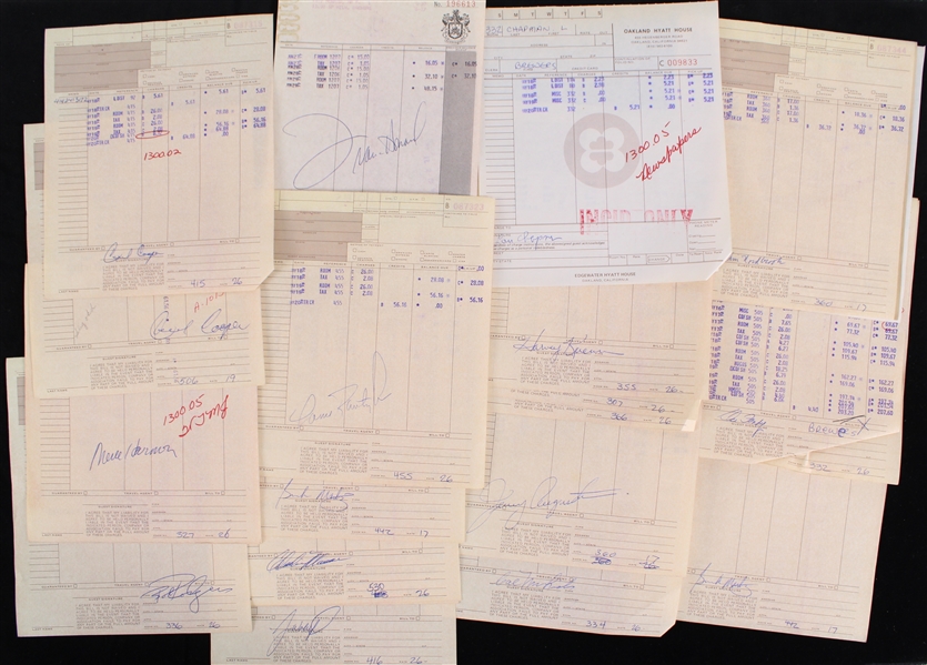 1979 Cecil Cooper, Merle Harmon & more Milwaukee Brewers Signed Hotel Receipts (Lot of 24)