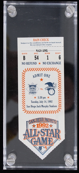 1992 All Star Game San Diego Jack Murphy Stadium Rain Check Ticket Stub 