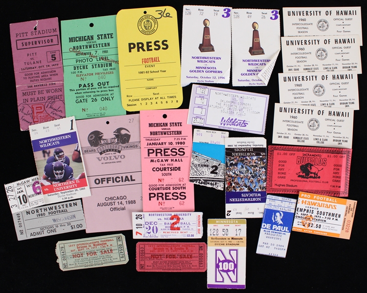 1960s-90s Football Ticket Stubs and Press Passes (Lot of 23)