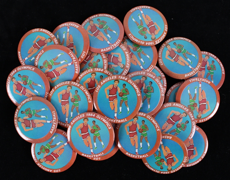 1984 Los Angeles Olympics Basketball 2 1/4" Pinback Buttons (Lot of 30+)