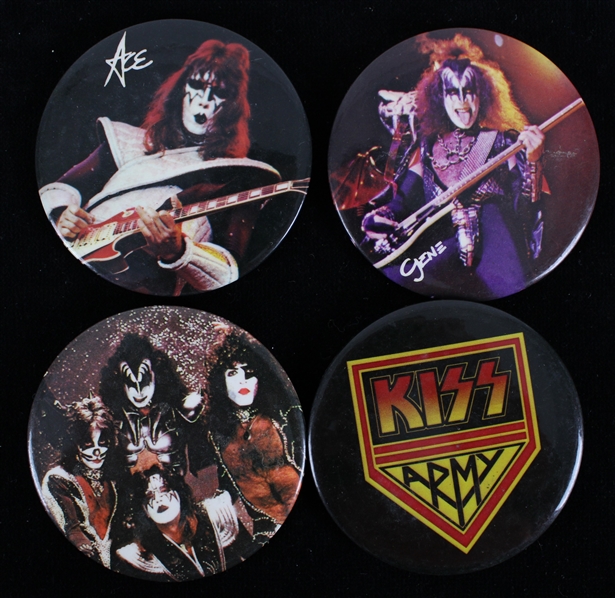 1970s Kiss 3" Pinback Buttons (Lot of 4)