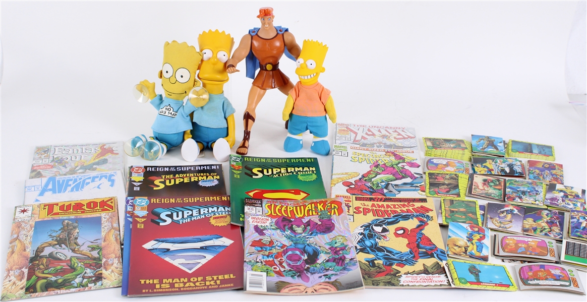 1980s-90s Bart Simpson 11" Figures, Comic Books & Trading Cards (Lot of 50+)