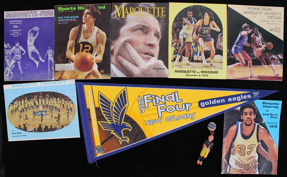 1965-2003 Marquette University Basketball Football Programs & Pennants (Lot of 13)