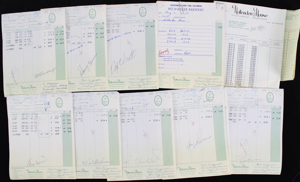 1972-73 Milwaukee Brewers Hotel / Travel Document Collection - Lot of 50+ w/ 25 Signed Including Bob Uecker & More (JSA)