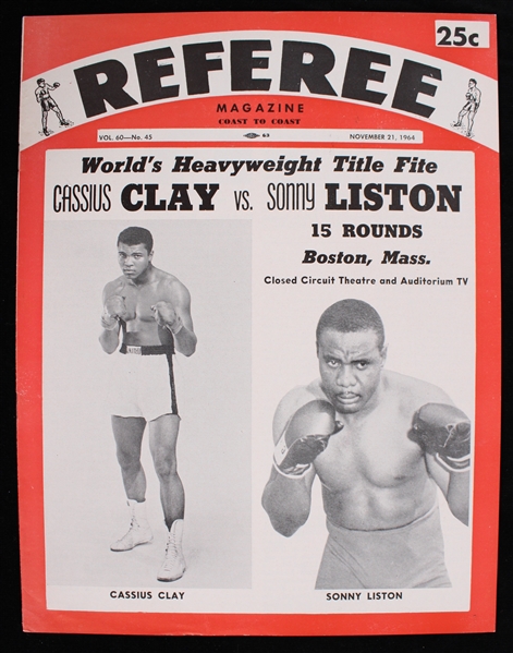 1964 Cassius Clay Sonny Liston World Heavyweight Title Fight Referee Magazine