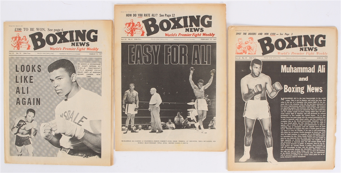 1967 Muhammad Ali Boxing News Issues (Lot of 3)(Troy Kinunen Collection)
