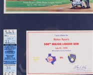 1990 Nolan Ryan Texas Rangers 16x21 Framed 300th Major League Victory w/ Ticket & Certificate 