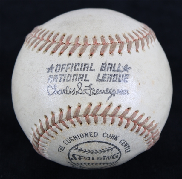1974-76 Chicago Cubs Wrigley Field ONL Feeney Game Used Baseball (MEARS LOA)