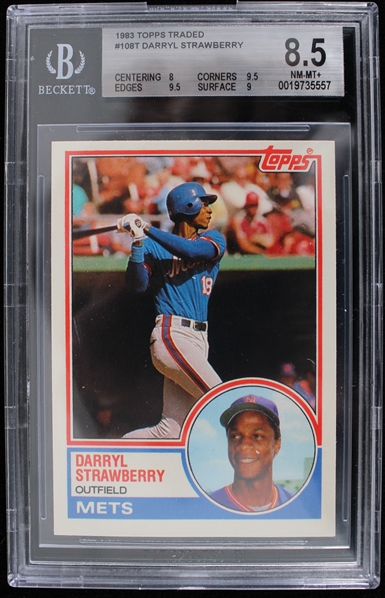 1983 Darryl Strawberry NY Mets #108T Topps Slabbed Card (Beckett 8.5 NM-MT+)