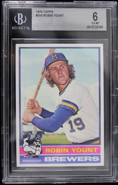 1976 Robin Yount Milwaukee Brewers #316 Topps Slabbed Card (Beckett 6 EX-MT) 