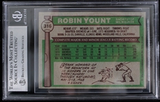 1976 Robin Yount Milwaukee Brewers #316 Topps Slabbed Card (Beckett 6 EX-MT) 