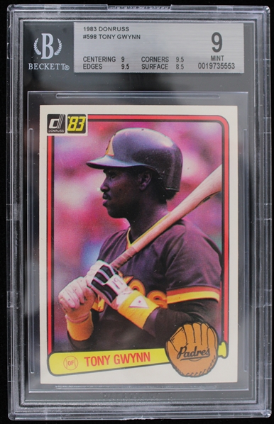 1983 Tony Gwynn San Diego Padres #598 Donruss Slabbed Card (Beckett 9 MINT) 