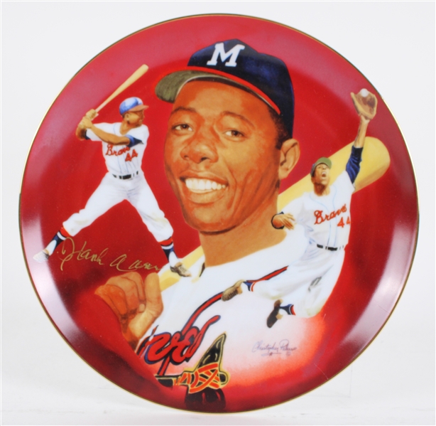 1985 Hank Aaron Milwaukee Braves 10" Signed Hackett American Collector Plate 