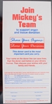 1980s Mickey Mantle Join Mickey's Team 3.5x7.5 Organ Donation Card 