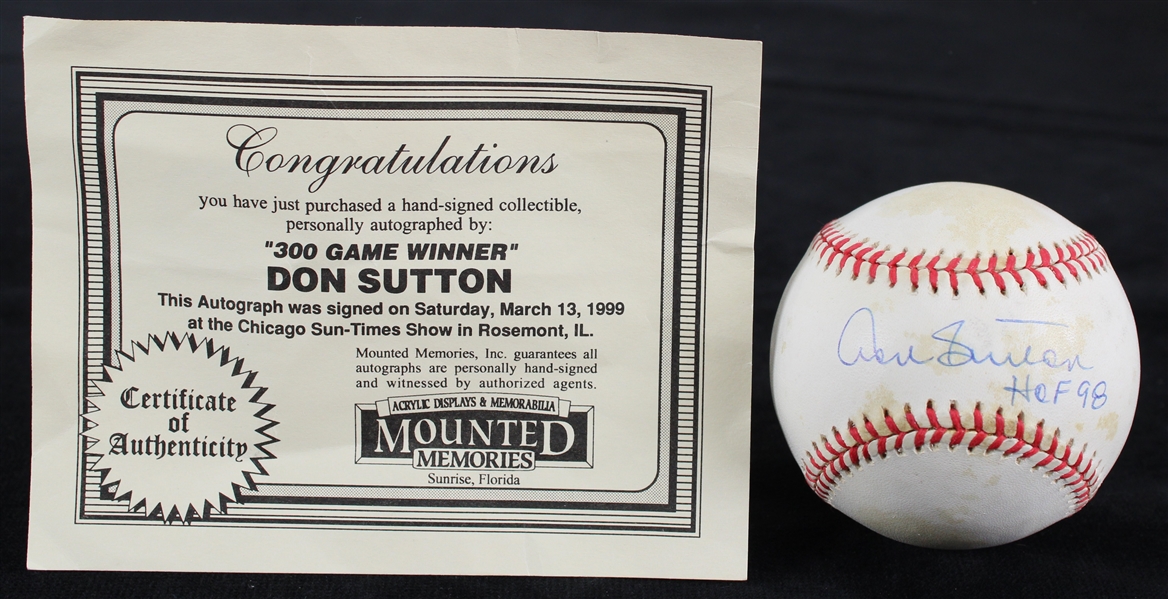 1994-99 Don Sutton Milwaukee Brewers Signed ONL Coleman Baseball (Mounted Memories) 