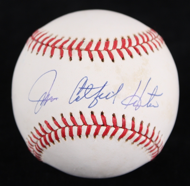 1984-94 Jim Catfish Hunter New York Yankees Signed OAL Brown Baseball (JSA) 