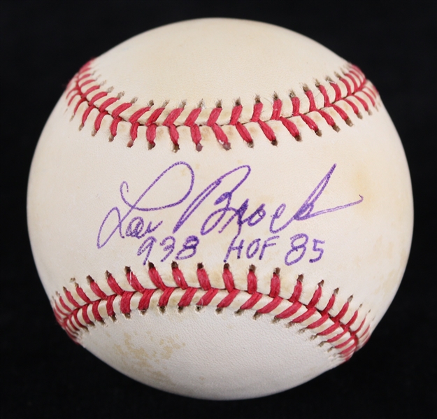 1994-99 Lou Brock St Louis Cardinals Signed ONL Coleman Baseball (JSA) 
