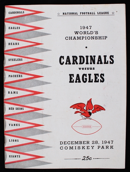 1947 Football World Championship Cardinals vs Eagles Program 