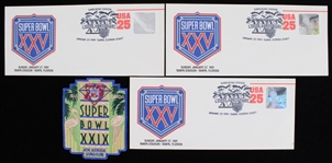 1991 Super Bowl XXIX 5" Patch w/ Super Bowl XXV Envelopes (Lot of 4)