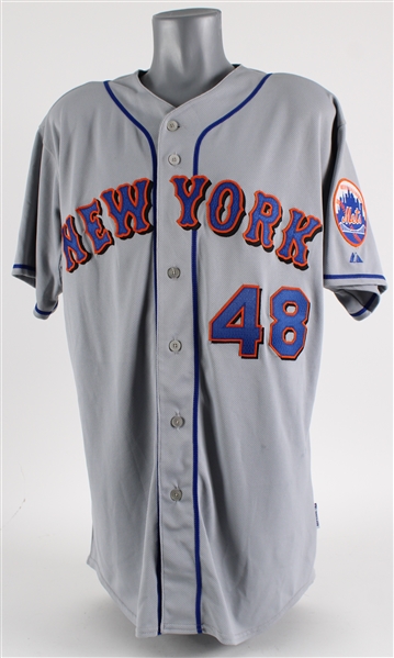 2008 Aaron Heilman New York Mets Game Worn Road Jersey (MEARS LOA)