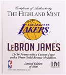 2018 LeBron James Los Angeles Lakers LE 13x16 Framed Custom Print w/ Bronze Medallion 