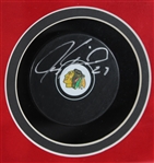 1988-96 Jeremy Roenick Chicago Blackhawks Photo & Signed Puck w/ 18x22 Frame *JSA*
