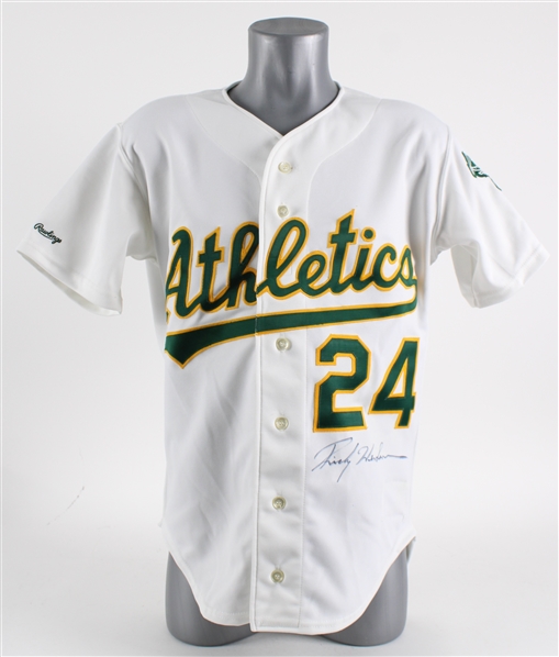 1989-92 Ricky Henderson Oakland Athletics Signed Home Pro Cut Jersey (JSA)