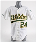 1989-92 Ricky Henderson Oakland Athletics Signed Home Pro Cut Jersey (JSA)