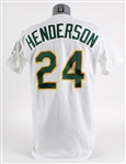 1989-92 Ricky Henderson Oakland Athletics Signed Home Pro Cut Jersey (JSA)