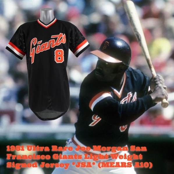 1981 Ultra Rare Joe Morgan San Francisco Giants Light Weight Signed Jersey *JSA* (MEARS A10)