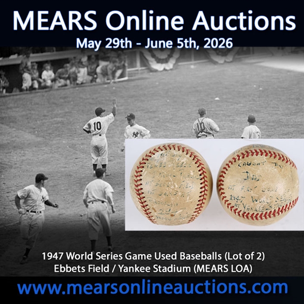 1947 World Series Game Used Baseballs (Lot of 2) Ebbets Field / Yankee Stadium