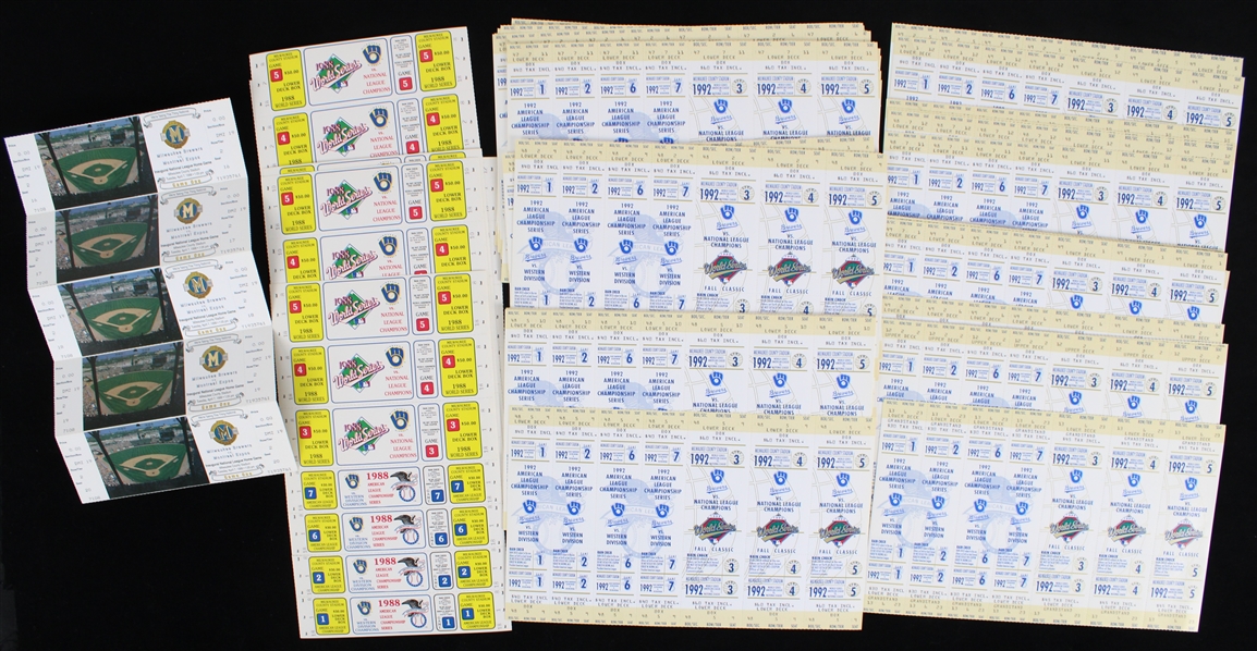 1980s-90s Milwaukee Brewers World Series Ghost Tickets (Lot of 50+)
