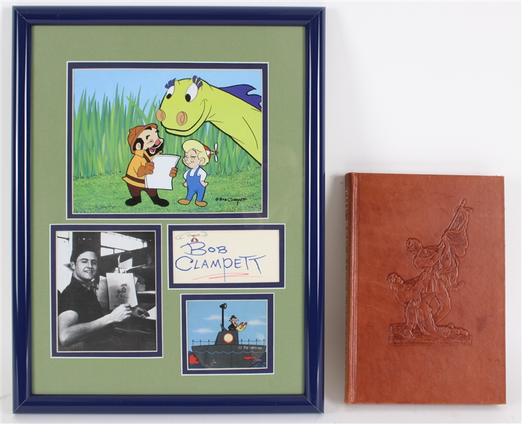 1940s Bob Clampett Signed 13"x17" Framed Display w/ John Steuart Curry Signed Red Badge of Courage (JSA) 