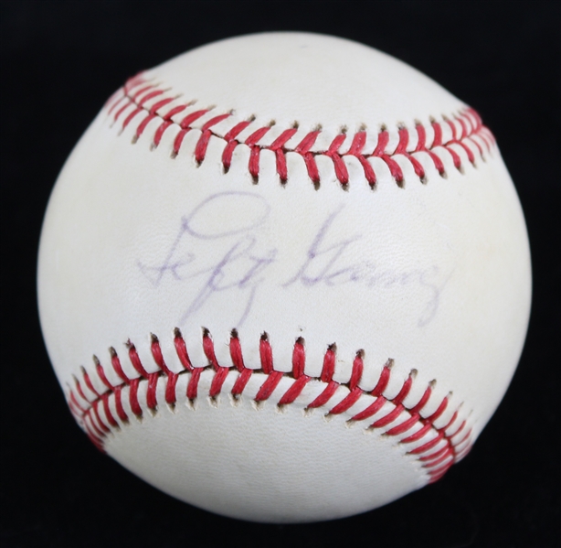 1984-94 Lefty Gomez New York Yankees Signed OAL Brown Baseball (JSA)