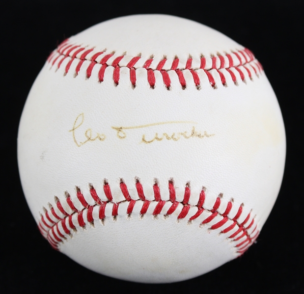 1989-94 Leo Durocher New York Yankees Signed ONL White Baseball (JSA) 