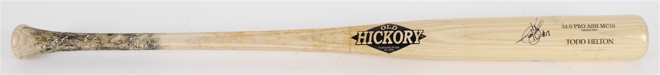 2010-2013 circa Todd Helton Colorado Rockies Old Hickory Signed Game Used Bat (JSA)  MEARS A7