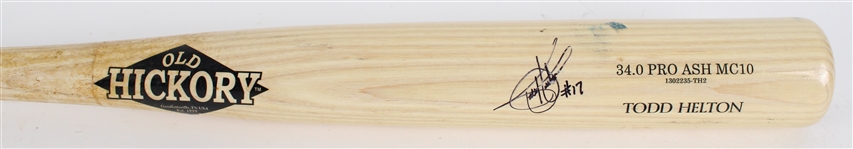 2010-2013 circa Todd Helton Colorado Rockies Old Hickory Signed Game Used Bat (JSA)  MEARS A7