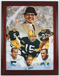 Jim Taylor, Bart Starr, Paul Hornung Green Bay Packers Signed 22"x28" Framed LE Print (JSA) 