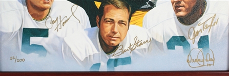 Jim Taylor, Bart Starr, Paul Hornung Green Bay Packers Signed 22x28 Framed LE Print (JSA) 