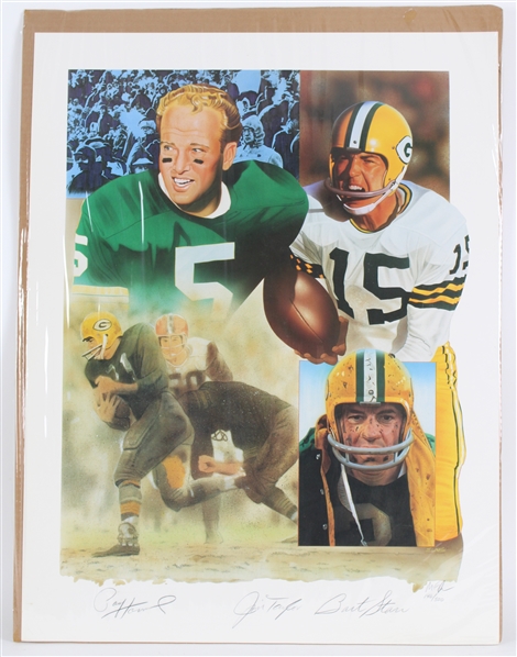 Paul Hornung, Jim Taylor, Bart Starr Green Bay Packers Signed 22"x29" LE Print (JSA)