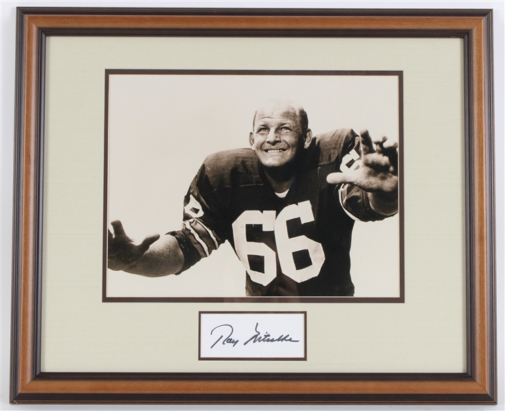 1958-72 Ray Nitschke Green Bay Packers Signed 19"x23" Framed Index Card & Photo (JSA) 