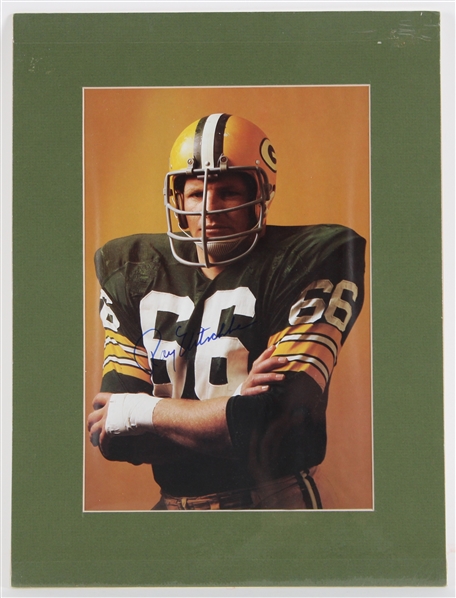 1958-72 Ray Nitschke Green Bay Packers Signed 12"x16" Mat Print (JSA) 