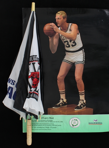 1980s-90s Larry Bird Boston Celtics 20"x28" Poster w/ Chicago Bulls Umbrella 