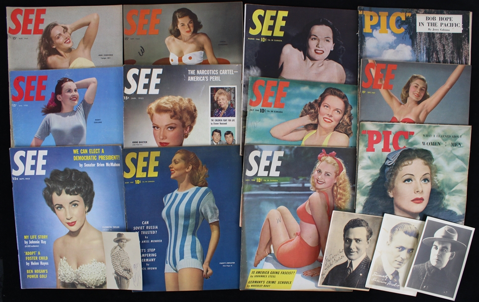 1930s-60s See, Mr. & Pic Magazines w/ Hollywood Photos (Lot of 30+)