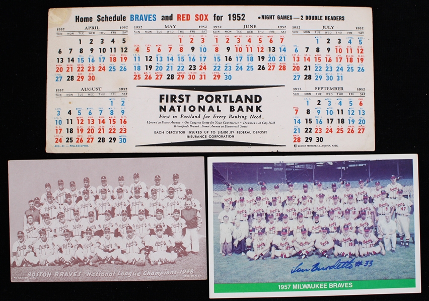 1950s-80s Milwaukee Braves / Boston Braves Schedule & Team Photos (Lot of 3) 