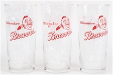 1960s Milwaukee Braves 6.5" Game Day Giveaway Glassware (Lot of 3)