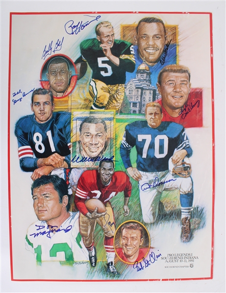 1991 Paul Hornung, Willie Wood & more Pro Legends 18"x24" Poster (JSA)