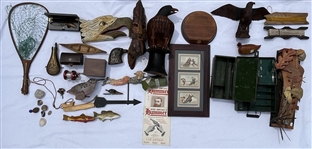 1900-1960s Fishing Rods, Walking Stick, Wood Carvings & more (Lot of 40+)