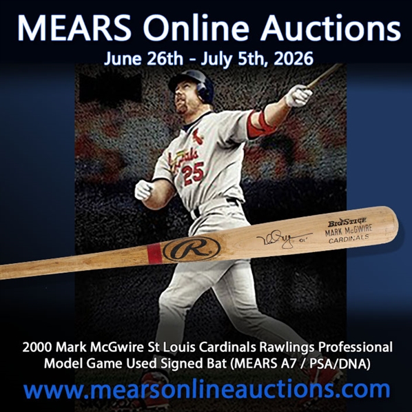 2000 Mark McGwire St Louis Cardinals Rawlings Professional Model Game Used Signed Bat (MEARS A7 / PSA/DNA)