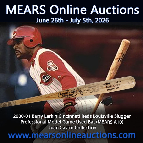 2000-01 Barry Larkin Cincinnati Reds Louisville Slugger Professional Model Game Used Bat (MEARS A10) Juan Castro Collection